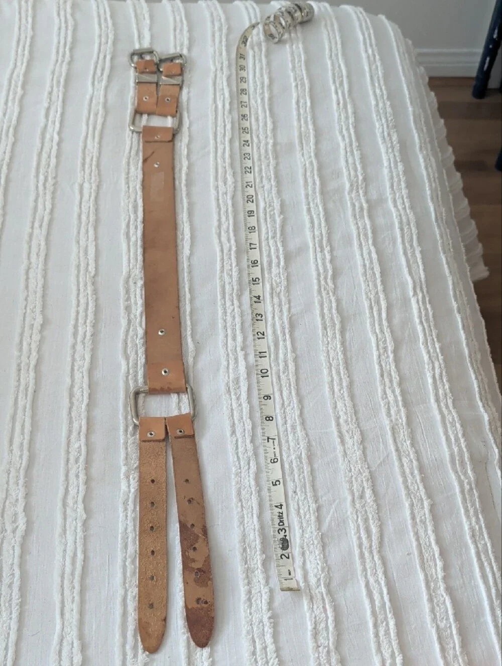 Tan Leather Double-Buckle Belt